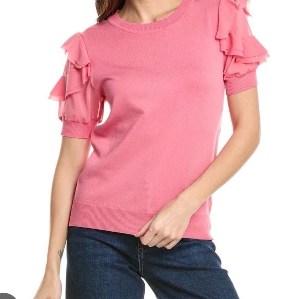 Elegant Pink Ruffle Sleeve Top